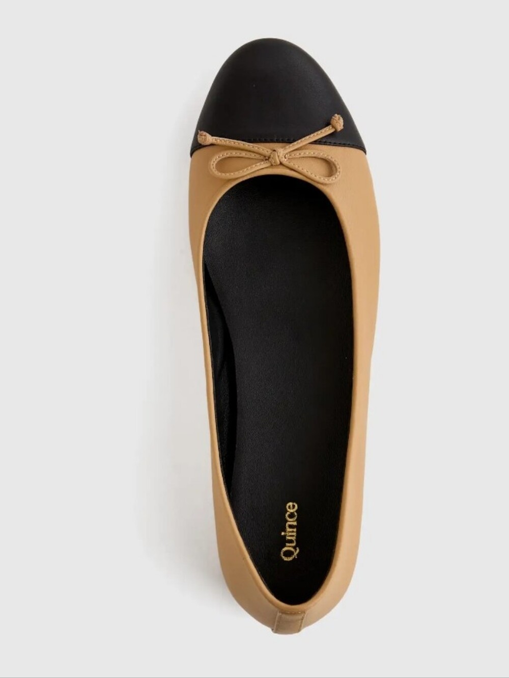 Quince Italian Leather Cap-toe Ballet Flats - Cashew & black - Picture 4 of 14